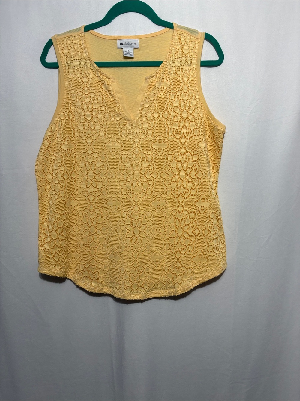 Liz Claiborne Sunny Yellow Crochet Shell Top
